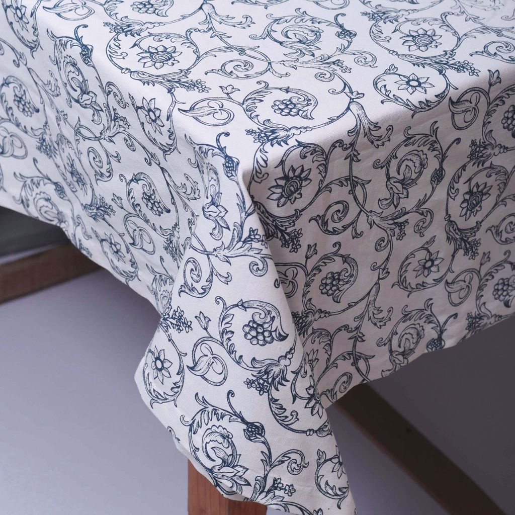Table cloth - Blue swirl print, sizes available. view 2
