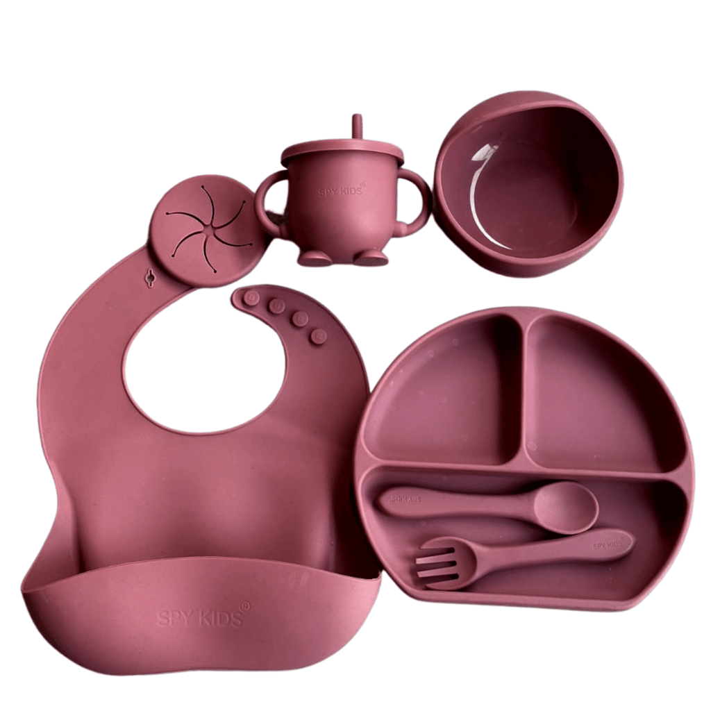 SPY KIDS Silicone Baby Feeding Set - 7Pcs BPA-Free, Microwave Safe, Anti-Slip | Complete Kit for Babies & Toddlers with Suction Plate, Bowl view 2