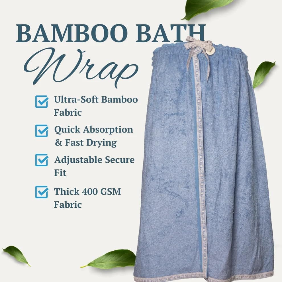 Mrijaa Bamboo Bath Wrap 400 GSM Ultra-Soft Fabric, Quick Absorption, Fast Drying, Adjustable Secure Fit view 2