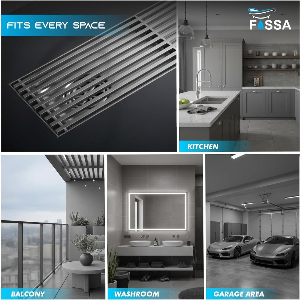 Linear Grill (24 x 4 Inches) 304 Shower Drain Channel Floor Drain view 2