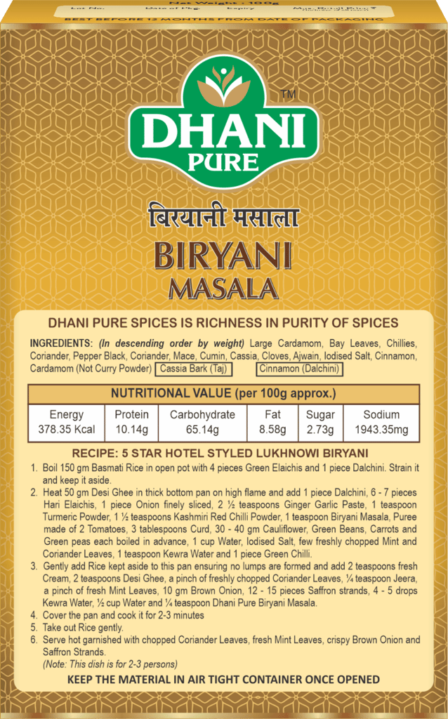 Dhani Pure Biryani Masala Box (MRP : RS. 10/- ONLY) view 2