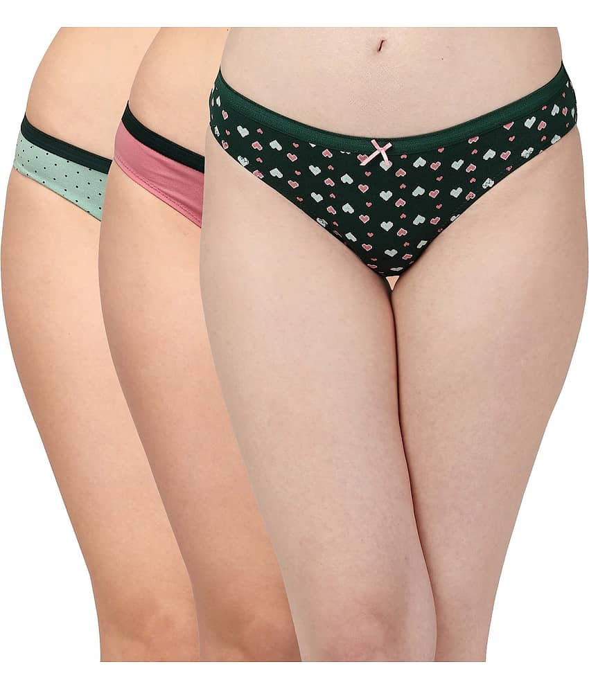 Soie Pack of 3 Cotton Blend Bikini For Women ( Multicolor )