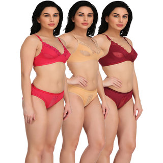 Stylish Non-padded Lingerie Sets for Women Girls Pack of 3 view 2