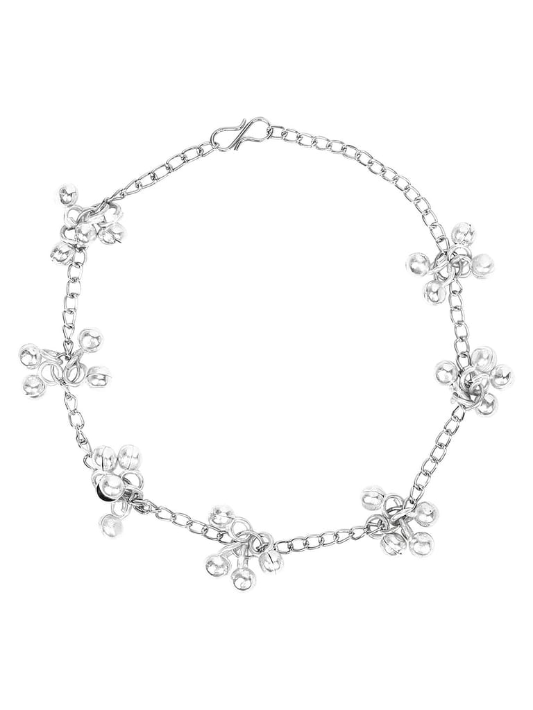 Cardinal Oxidized Silver Color White Stone Beads Adjustable Anklet/ Pajeb/ Payal view 2