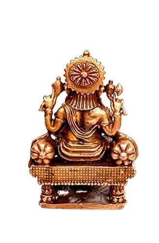 Searchers Paradise - Copper Idols Ganesh with Prabhavalli, 2.5 inches, Copper Handmade 160 Grams, Patina Antique Finish, Pack of 1 Piece view 2