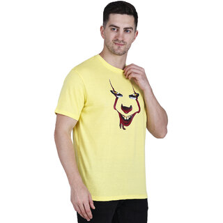 Life Dream Mens Yellow Solid Cotton Blend Round Neck T-Shirt view 2