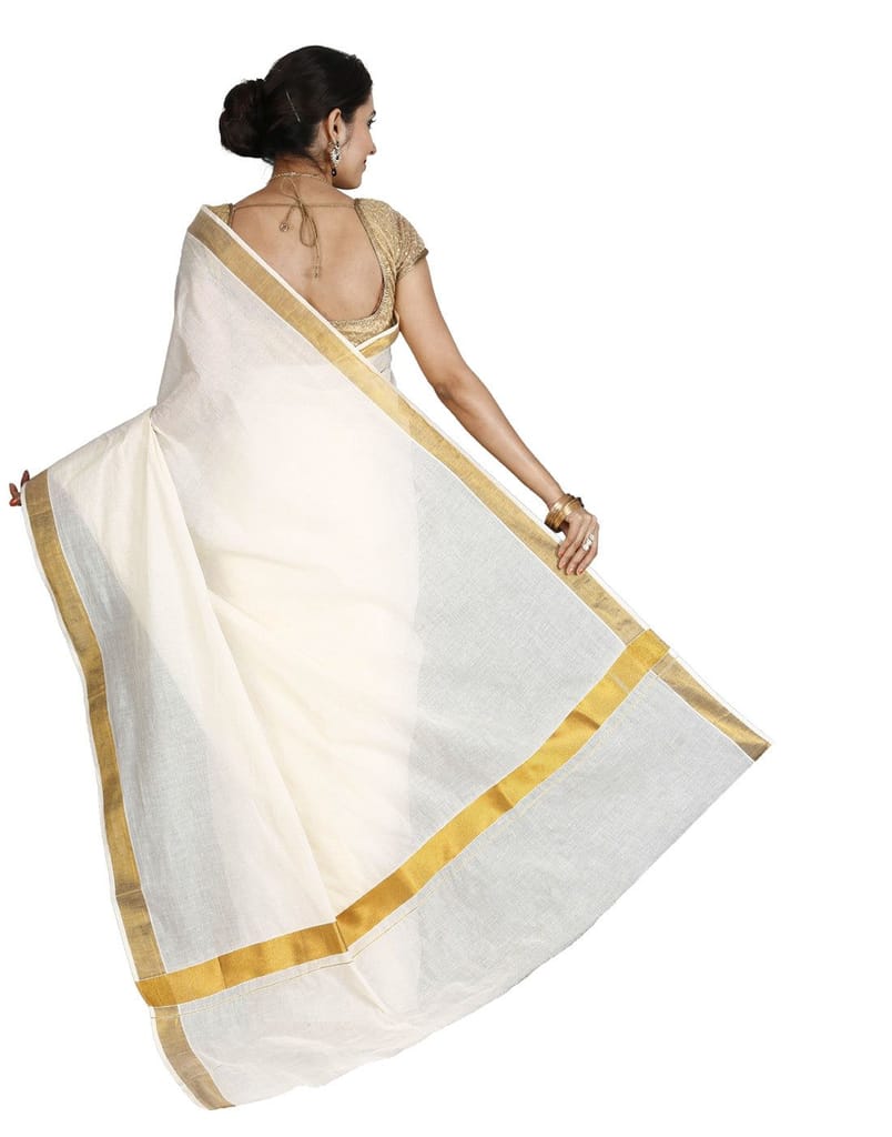 Kerala Kasavu Plain Saree view 2