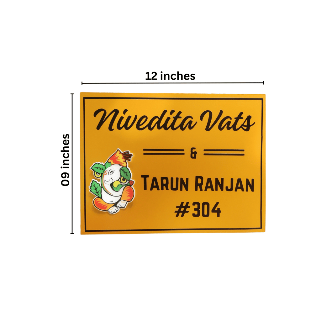 Elegant Personalization: Customized Metallic Golden Name Plate for Your Home view 2