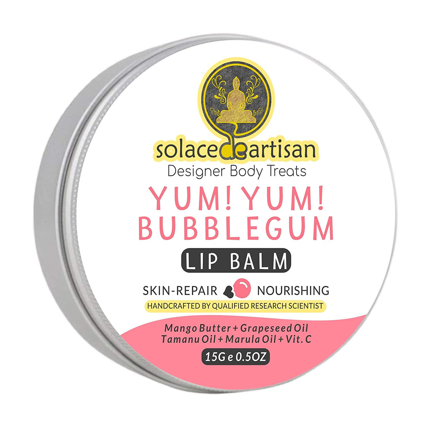 SolaceDeArtisan Yum Yum Bubblegum Skin Repair & Nourishing Lip Balm, 15 gm