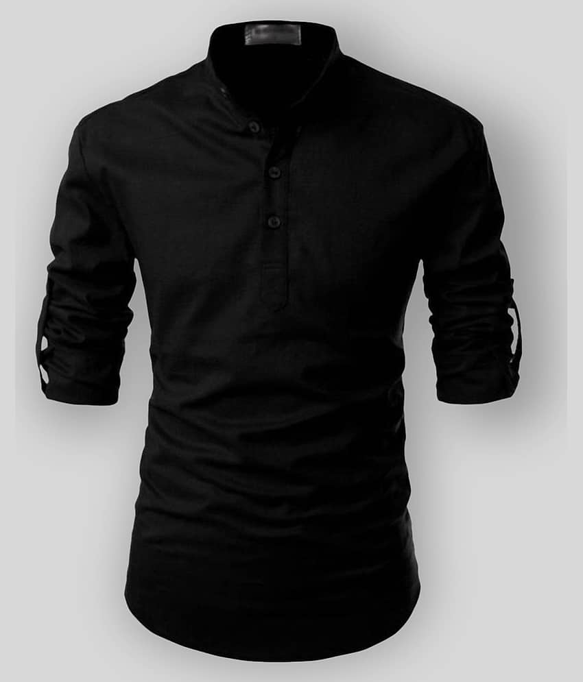Life Roads - Black Cotton Men's Shirt Style Kurta ( Pack of 1 )