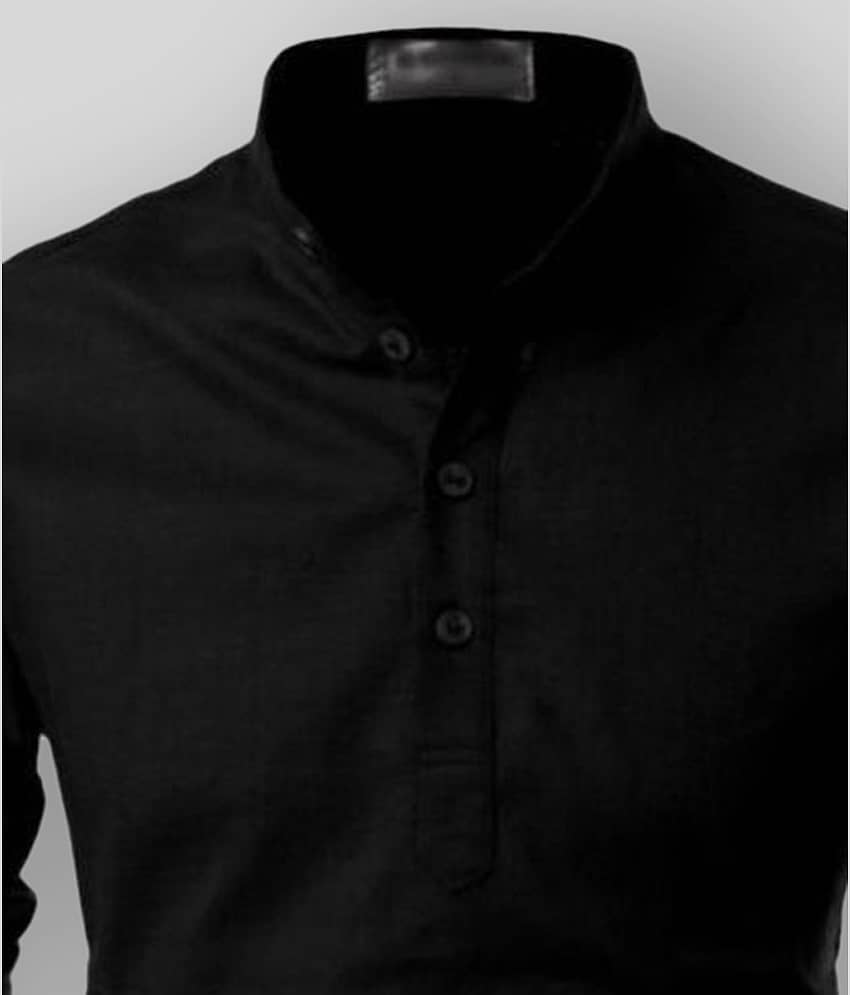 Life Roads - Black Cotton Men's Shirt Style Kurta ( Pack of 1 ) view 2