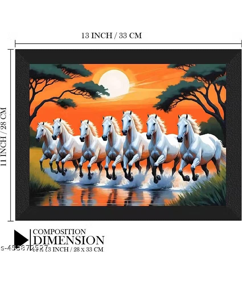 SNDArt Vastu 7 Running Horses Wall Paintings With Frame For Living Room 11 x 14 view 2