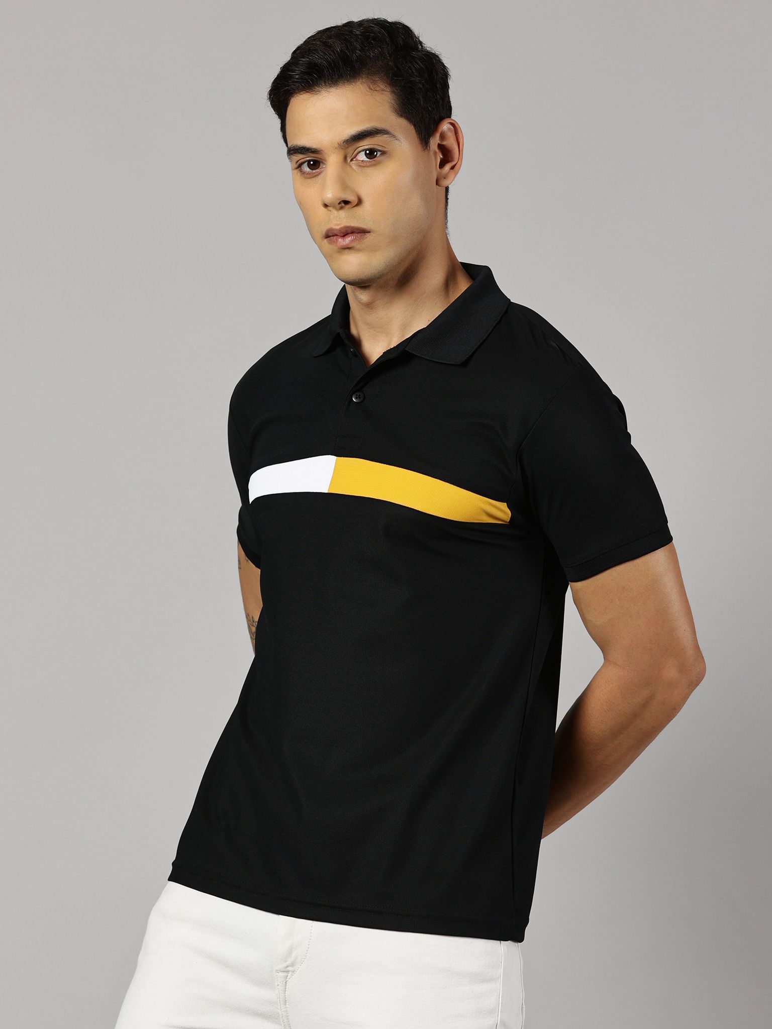 Dry-fit Black Striped Polo view 2