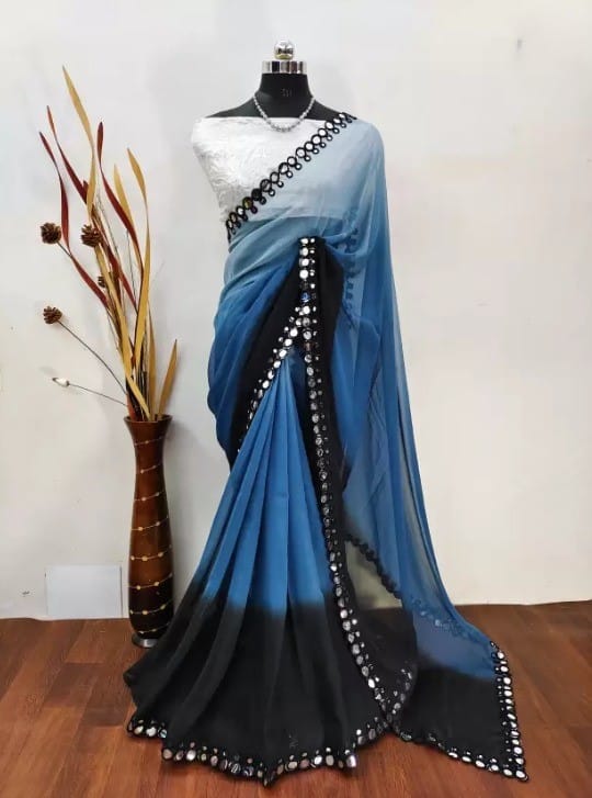 Self Design, Embellished Bollywood Georgette Saree view 2