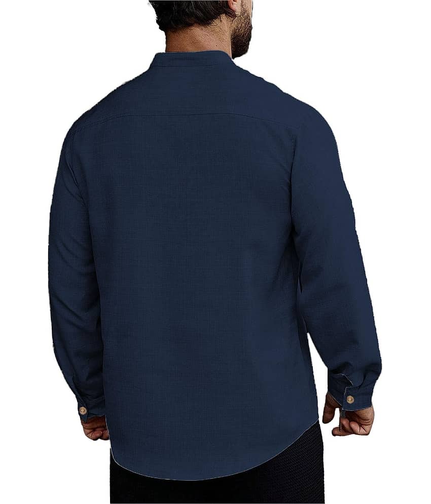 UNI VIBE Indigo Cotton Men's Shirt Style Kurta ( Pack of 1 ) view 2