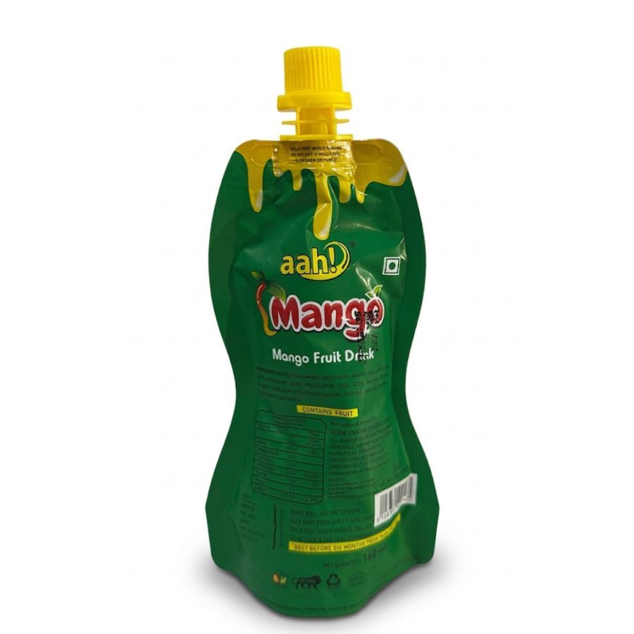 Mango Fruit Drink - 160 mL - One mango fruit drink pouch view 2