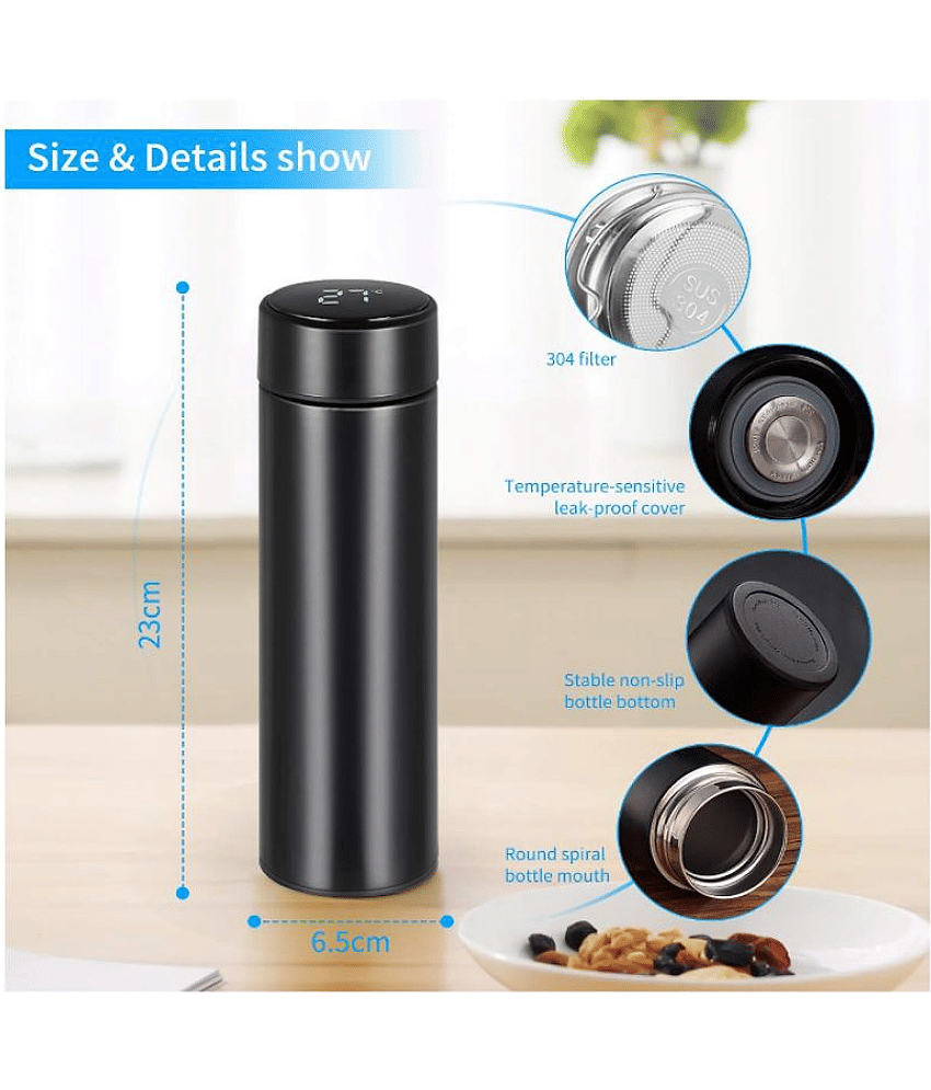 OULISE Smart LED Active Temperature Display Water Bottle Black 500 mL Stainless Steel Water Bottle set of 1 view 2