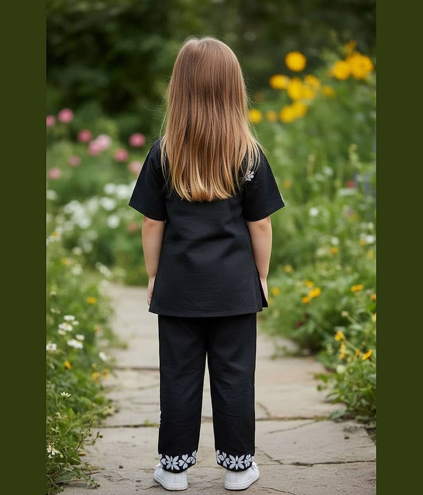 Mullick the designer Pack of 1 Girls Rayon T-shirts & Palazzo ( Black ) view 2