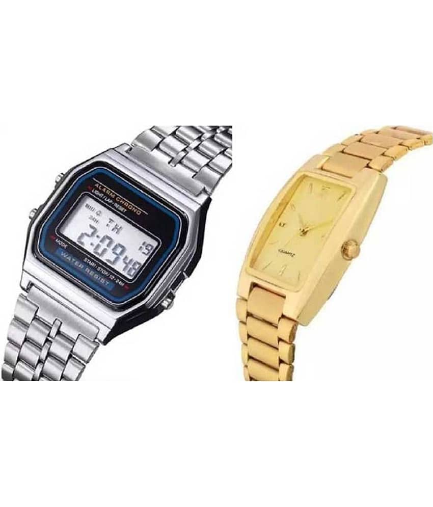 Viser ANALOG SQUARE OLD IS GOLD + DIGITAL SILVER TRENDY SERIES DATE | DAY |TIME | ALARM Analog & digital Watch view 2