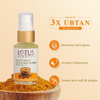 Lotus Herbals Radiance Boost Ubtan Face Serum Spf 20 Turmeric, Sandalwood Rose Water30Ml ( Pack Of 2 ) view 2
