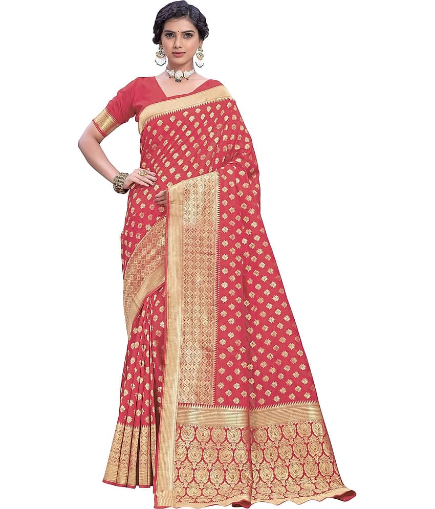 Sariya Jacquard Woven Saree With Unstitched Blouse Piece ( Multicolor )