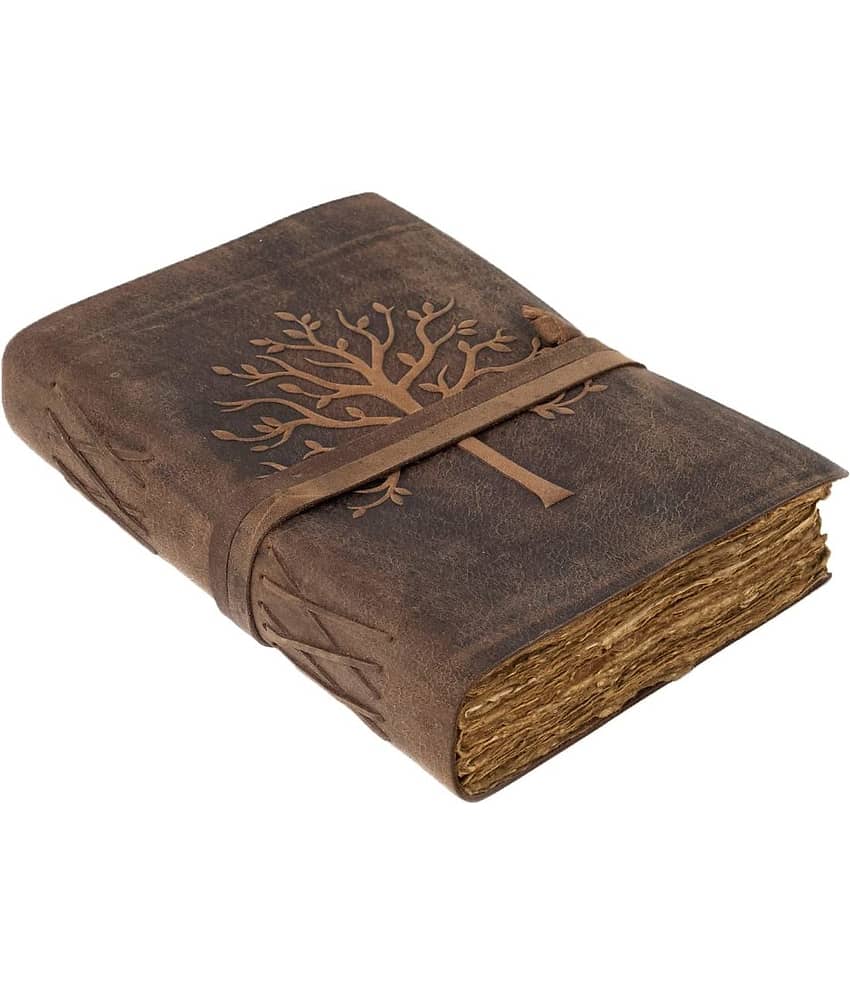 Tree Of Life Leather Journal With 100% Recycled Handmade Deckle Edge Paper A5 Diary view 2