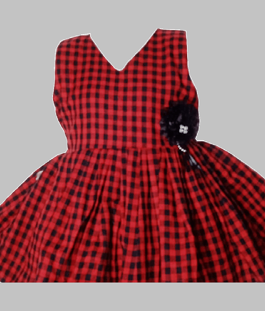 harshvardhanmart.com Cotton A-line Dress For Girls ( Pack of 1 , Red ) view 2