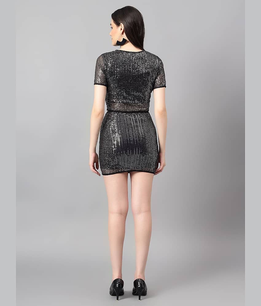 kotty Women Top With Skirt Co-Ord Set ( Black ) view 2