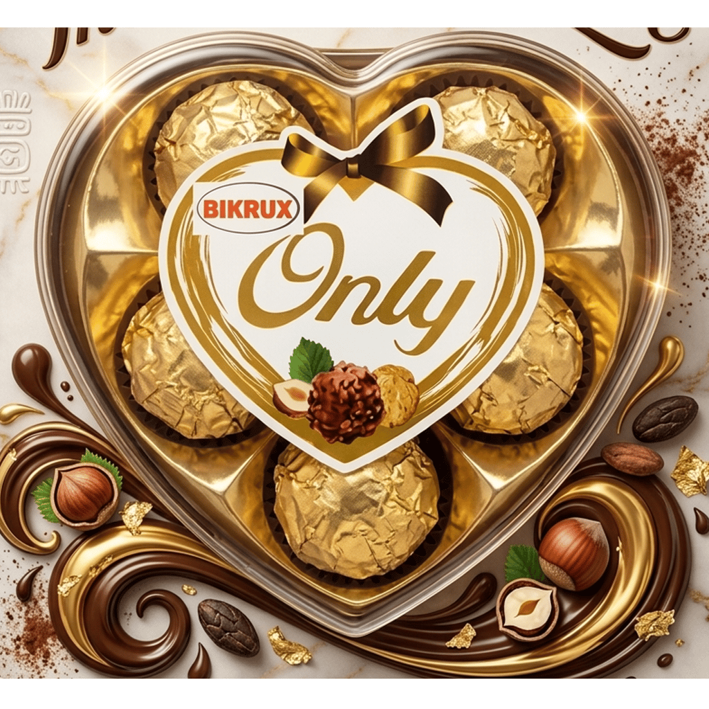 BIKRUX Only Luxury Chocolate Gift Box - Heart-Shaped Assortment with Premium Hazelnuts 5 piece view 2