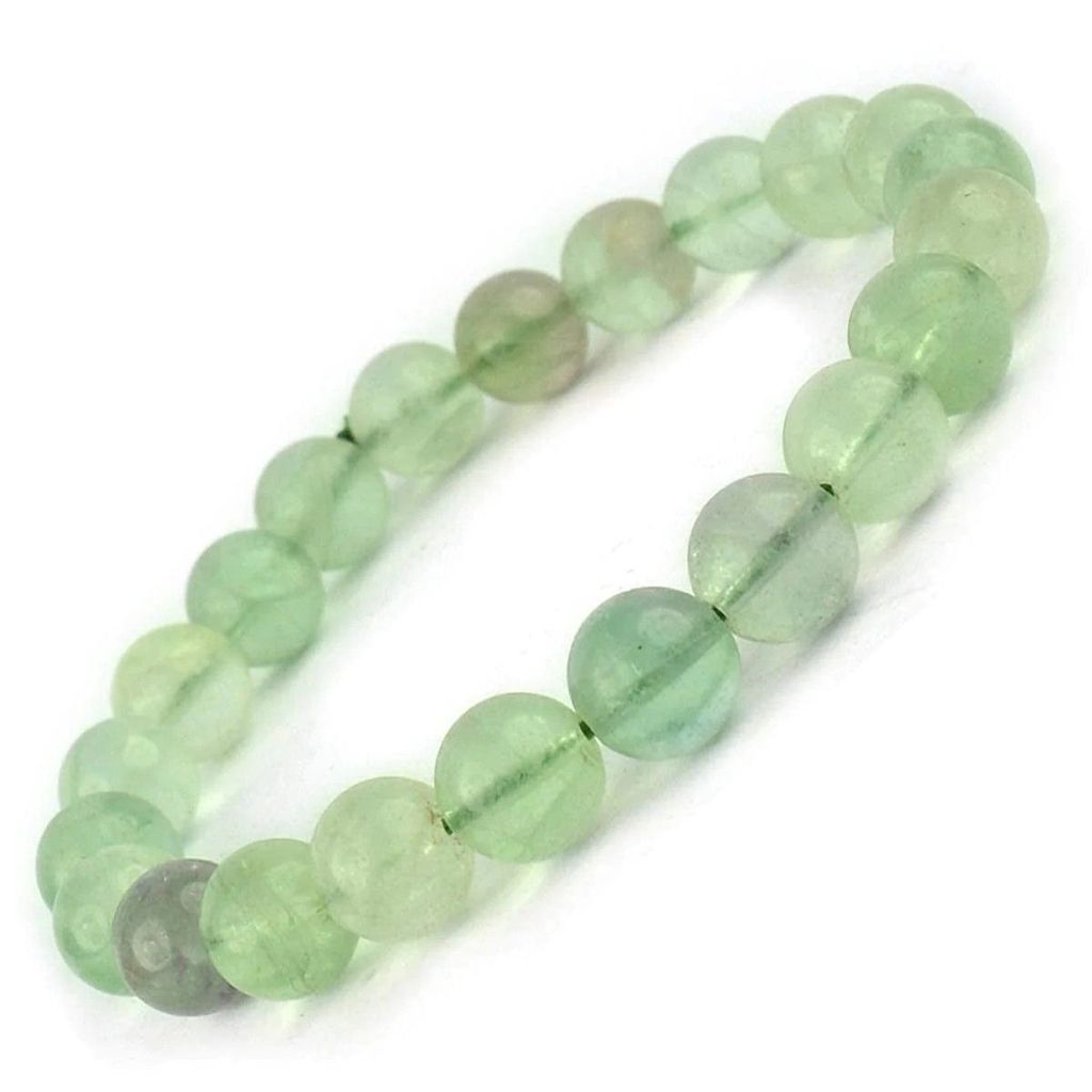 Ekdant Green Fluorite Bracelet Natural Crystal Healing Bracelet Gemstone Jewellery Beaded Stone Bracelet for Men & Women, Bead Size 8 mm view 2