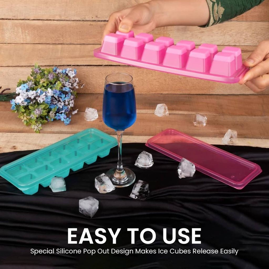 Craftlayout Pack of 2 Silicone Ice Cube Tray With Lid view 2