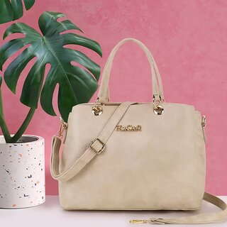 LAIK Premium PU Leather Handbags for Women Crossbody Bags for Women Top Handle Shoulder Bag Trendy Handbag for Women Adjustable Detachable Sling Strap Cream