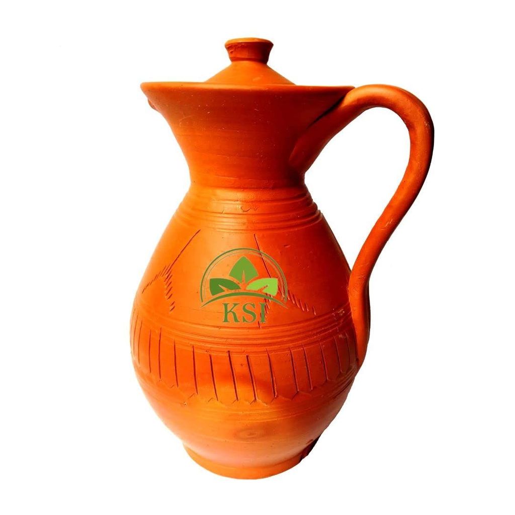 KSI Clay Water Jug Terracotta Clay Jug for Water Storage and Serving Handmade Earthenware Mitti ka Jug 1.7 litres view 2