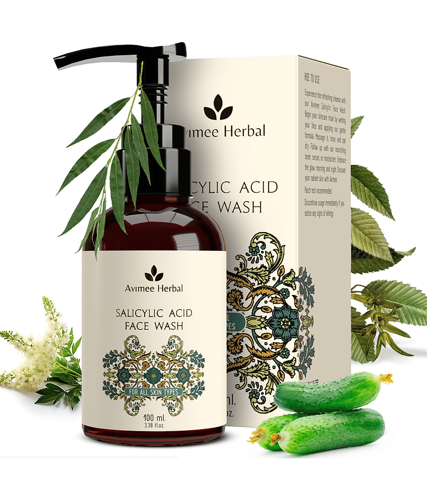 Avimee Herbal Salicylic Acid Face Wash For Oily, Acne-Prone Skin Deep Clean & Gentle Formula 100 ml, (Pack of 1)