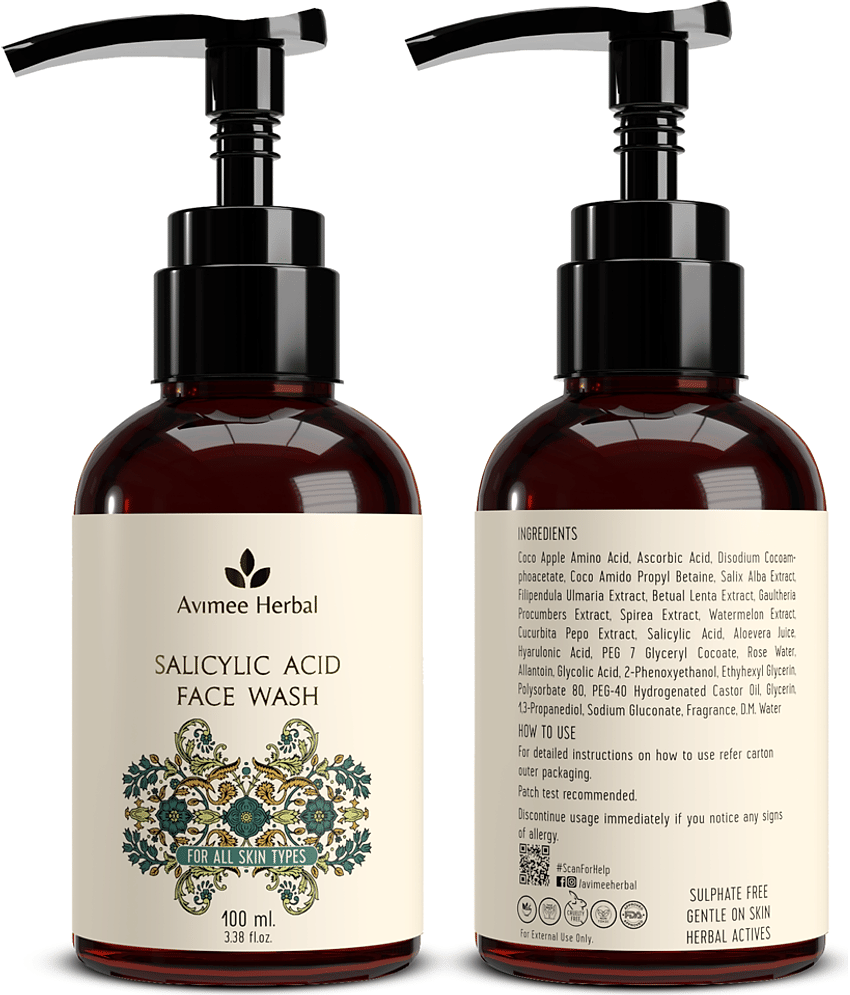 Avimee Herbal Salicylic Acid Face Wash For Oily, Acne-Prone Skin Deep Clean & Gentle Formula 100 ml, (Pack of 1) view 2