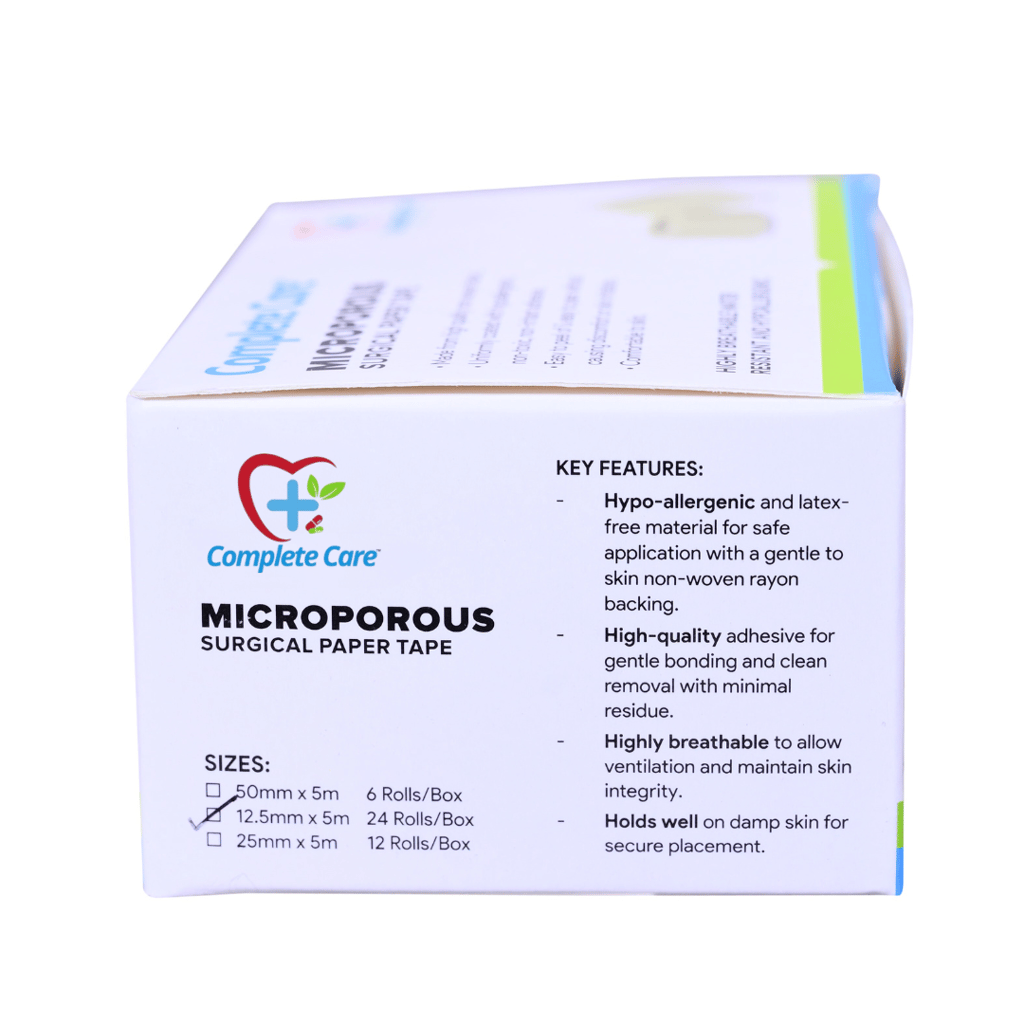 Complete Care Microporous Surgical Paper Tape 1/2 Inch x 5 Meter, Breathable & Skin-Friendly, Medical-Grade Adhesive , 24 Pieces In Each Pack view 2