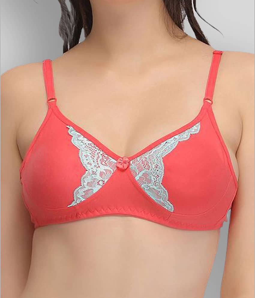 Clovia Lace Non Padded Women's T-Shirt/ Seamless Bra ( Pink ) view 2