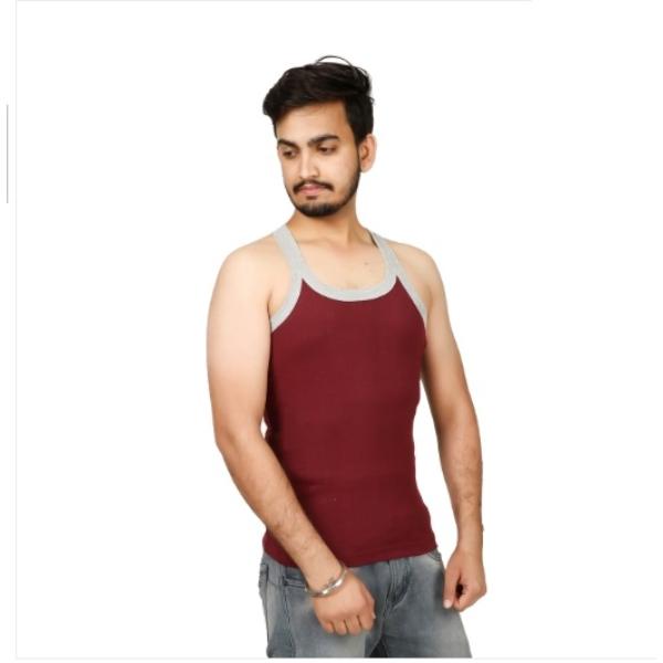 Men's Round Neck Vest Maroon (Pack of 01 Pcs) view 2