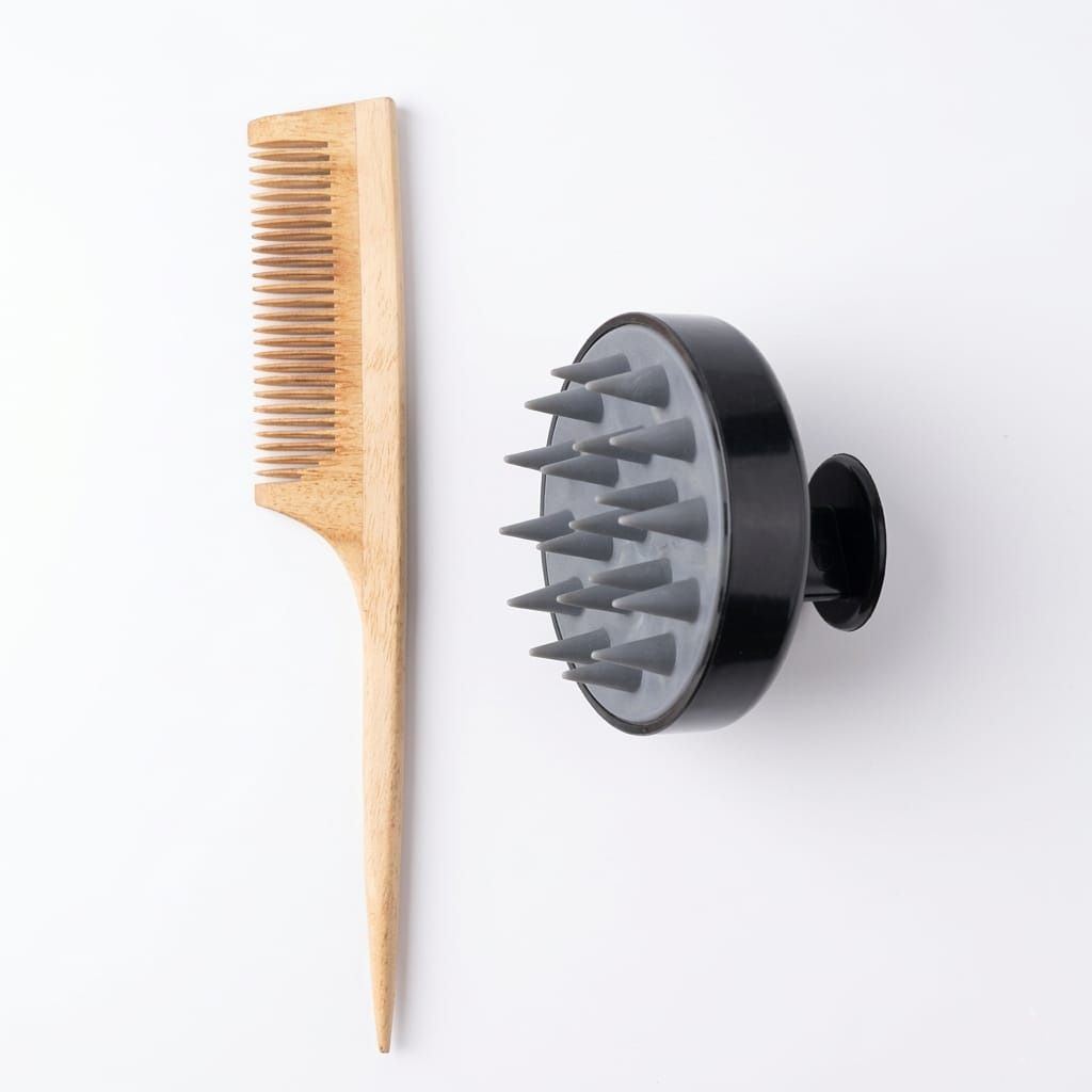 Lifeori Hair Care Kit with Scalp Massager & Wooden Neem Tail Comb for Hair Growth, Scalp Massage, Detangling & Daily Hair Care