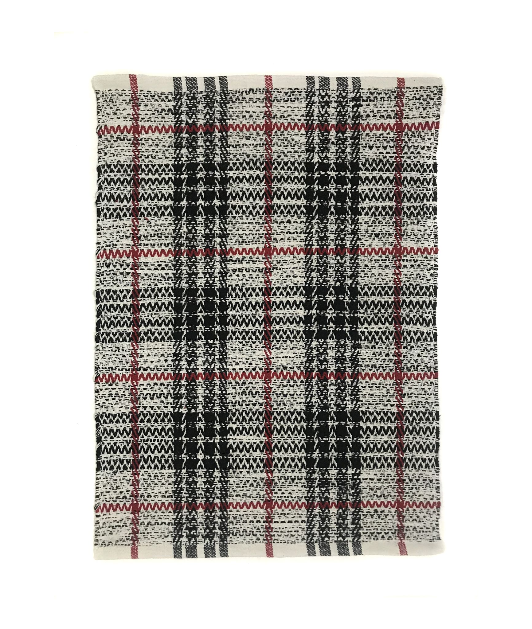 Hand Woven Recycled Cotton Rug, Black/White, Size 20'’x30'’. Machine Washable Pack of 2