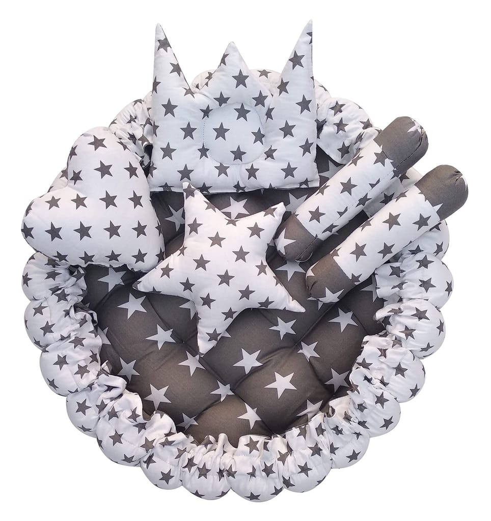 LOREM 5 Pillows & Round Shape Cotton Baby Bed for 0-1 Year BB01-04-11 view 2