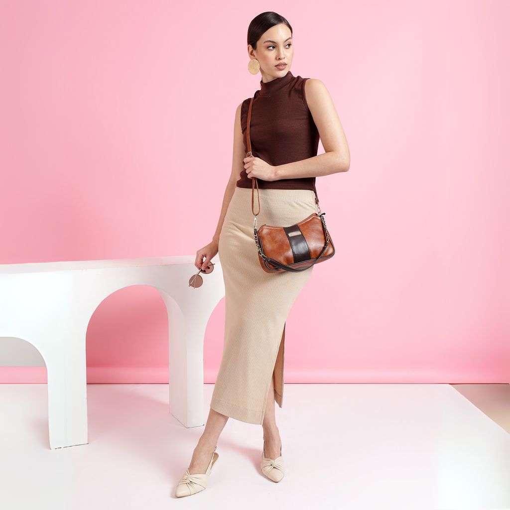 VISMIINTREND Women Handbag | Pu Leather Satchel Bag | Crossbody Sling Bag with Detachable Adjustable Strap | Evening Party Handbag | Solid Half Moon Style | Bags view 2