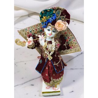 Radha Krishna Heavy Velvet Dress Set - Iskon Yugal Sarkar Deity Clothes view 2