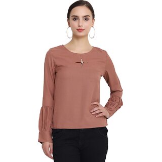 Purys Women Brown Solid Regular Top
