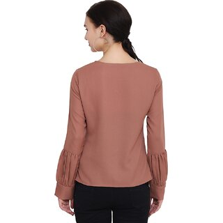 Purys Women Brown Solid Regular Top view 2