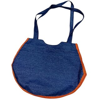 Ethnic Denim Shoulder Bag for Women with Embroidered Front Pocket, Casual Daily Use Office Shopping Tote view 2