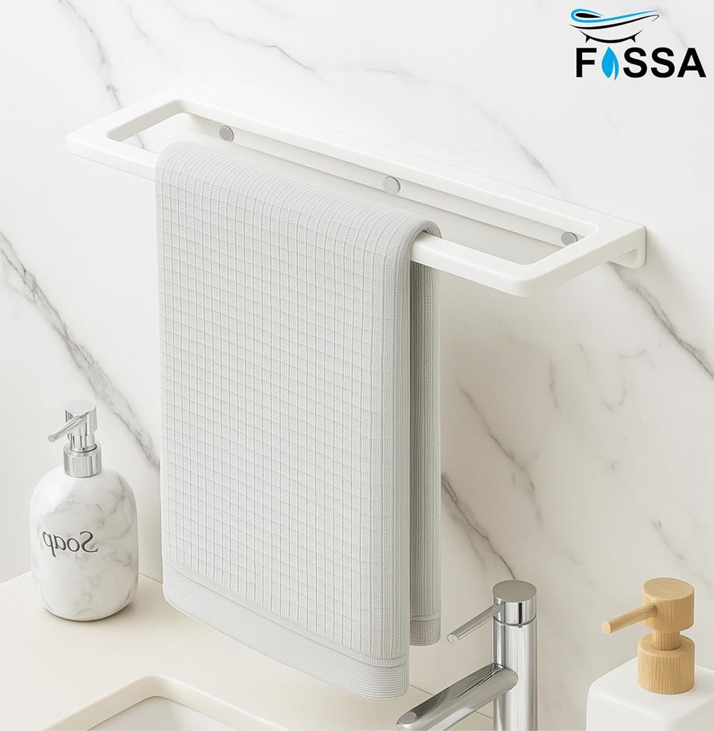 Ceramic Wall Mounted Towel Shelf White Quartz (RW-126) view 2