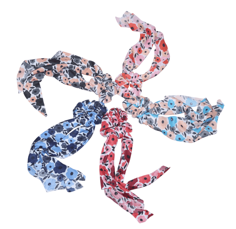 Floral Ribbon Scrunchies Set of 5 | Hair Accessories view 2