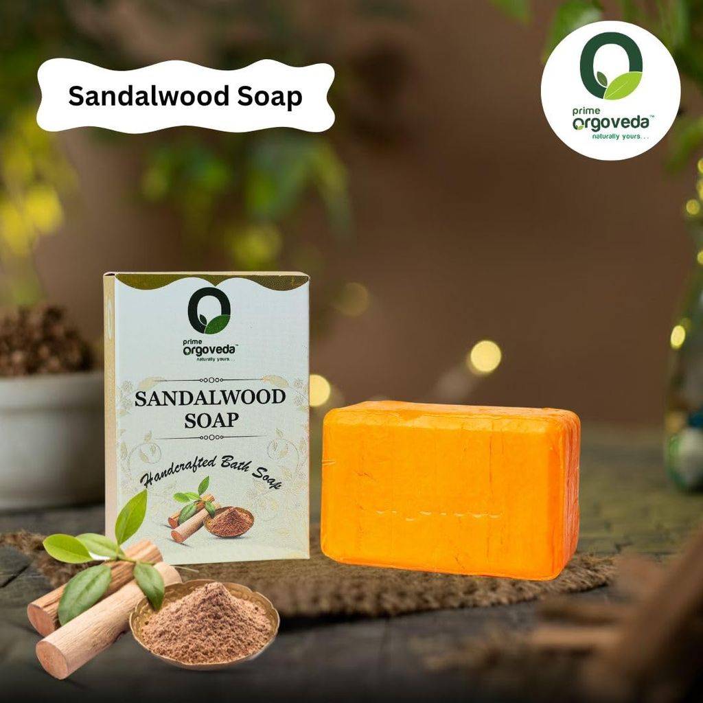 Sandalwood Soap (Pack of 2) | 125g Natural Handmade Chandan Soap | Skin Brightening & Cooling | Herbal Bath Soap | Chemical-Free Body Soap view 2