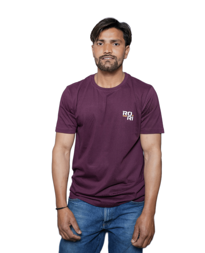 Premium Cotton Men's Classic Series Round Neck Half Sleeve T-Shirt by Rori | Solid Color | Made in India
